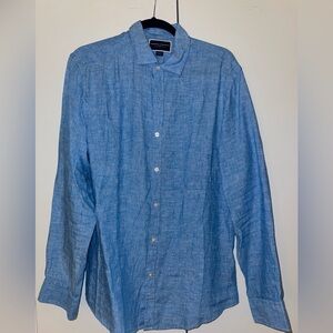 NWT Charles Tyrwhitt Sky Blue Linen Button-Down Shirt